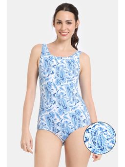 Zivame - Zelocity Elastane Blended Malliot With Removable Pads - Diva Blue