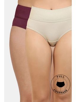 Zivame - High Rise Full Coverage Tummy Tucker Hipster Panty - Multicolor (Pack of 2)