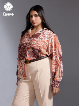 Twenty Dresses by Nykaa Fashion - Curve Multicolor Paisley Printed Full Bishop Sleeves Shirt