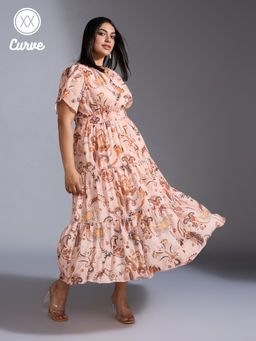Twenty Dresses by Nykaa Fashion - Curve Multicolor Paisley Printed Flared Sleeves Midi Dress