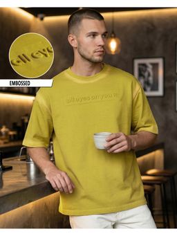 Bewakoof - Yellow Typography Printed Oversized T-Shirt