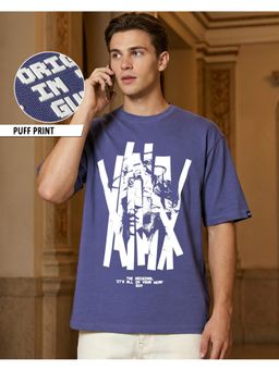 Bewakoof - Skipper Blue Original Graphic Printed Oversized T-Shirt
