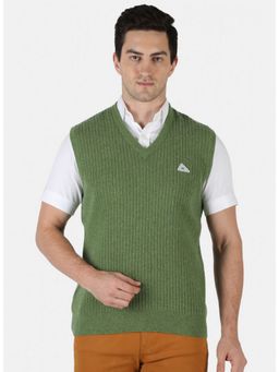 Monte Carlo - Green Wool Blend V-Neck Sweater