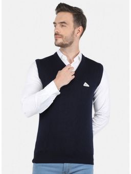 Monte Carlo - Navy Blue Wool V-Neck Sweater