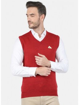 Monte Carlo - Red Wool V-Neck Sweater