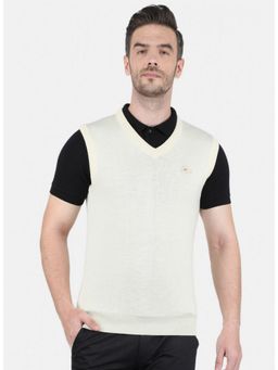 Monte Carlo - Cream Wool V-Neck Sweater