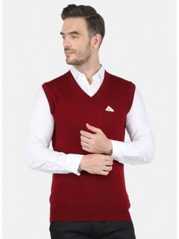 Monte Carlo - Maroon Wool V-Neck Sweater
