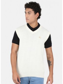 Monte Carlo - White Wool Blend V-Neck Sweater