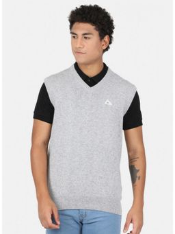 Monte Carlo - Grey Wool Blend V-Neck Sweater