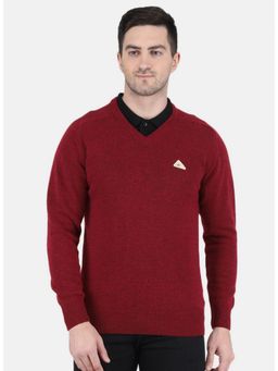 Monte Carlo - Maroon Wool Blend V-Neck Sweater