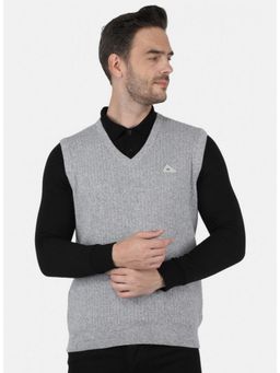Monte Carlo - Grey Wool Blend V-Neck Sweater