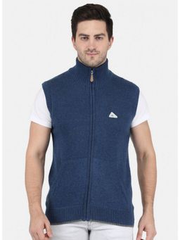 Monte Carlo - Blue Wool Blend High Neck Sweater
