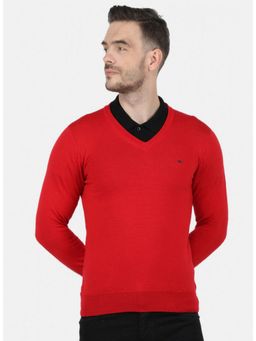 Monte Carlo - Red Wool V-Neck Sweater