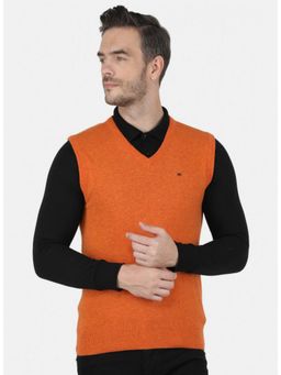 Monte Carlo - Orange Wool Blend V-Neck Sweater