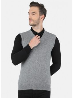 Monte Carlo - Grey Wool Blend V-Neck Sweater