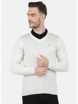Monte Carlo - Off White Wool Blend V-Neck Sweater