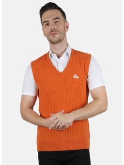 Monte Carlo - Orange Wool Blend V-Neck Sweater