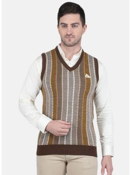 Monte Carlo - Brown Wool Blend V-Neck Sweater