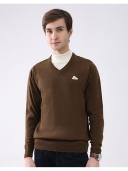 Monte Carlo - Brown Wool Blend V-Neck Sweater