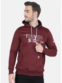 Rock.it - Full Sleeve Maroon Polyester Blend Hoodie