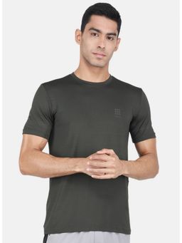 Rock.it - Olive Half Sleeve Smart Fit Round Neck T-Shirt