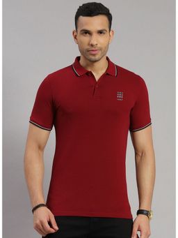 Rock.it - Men Burgundy Half Sleeve Smart Fit Collar Polo T-Shirt