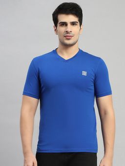 Rock.it - Blue Half Sleeve Slim V Neck T-Shirt