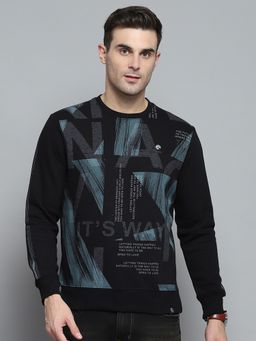 Monte Carlo - Full Sleeve Black Cotton Blend Sweatshirt