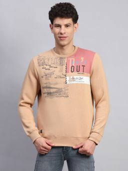 Monte Carlo - Full Sleeve Beige Cotton Blend Sweatshirt