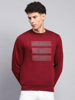 Monte Carlo - Full Sleeve Maroon Cotton Blend Sweatshirt