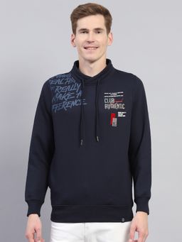 Monte Carlo - Full Sleeve Navy Blue Cotton Blend Sweatshirt