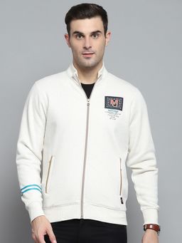 Monte Carlo - Full Sleeve Off White Cotton Blend Sweatshirt