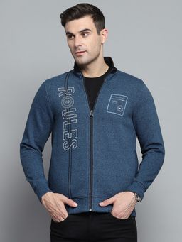 Monte Carlo - Full Sleeve Blue Cotton Blend Sweatshirt