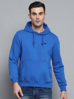 Monte Carlo - Full Sleeve Blue Cotton Blend Hoodie