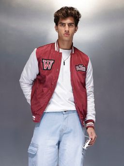 WROGN - Maroon Men's Varsity Jacket