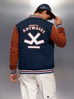WROGN - Navy Blue Classic Slim Fit Bomber Jacket