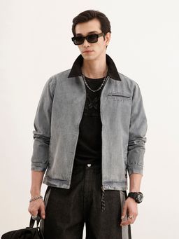 WROGN - Blue Regular Fit Zipper Denim Jacket