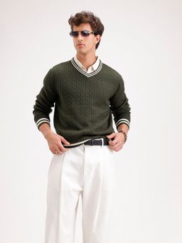 WROGN - Olive Acrylic Textured Sweater