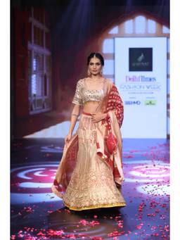 QAIYNAT - Gold Bansari Embellished Lehenga with Blouse and Dupatta
