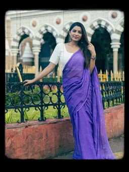 Aparna - Light Purple Mul Cotton Saree Without Blouse