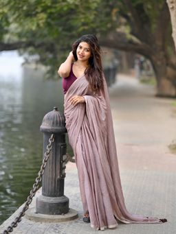 Aparna - Chocolate Fondant Mul Cotton Saree Without Blouse