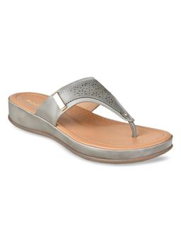 ROCIA - Grey Women Solid Laser Cut Comfort Flats