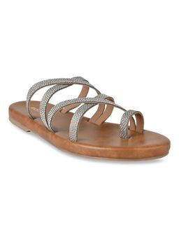 ROCIA - Silver Women Embellsihed Strappy Flats