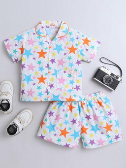 Hopscotch - 2-Pc Pure Cotton Sleepwear Shirt & Shorts White