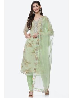 Biba - Green Organza Unstitched Suit (Set of 3)
