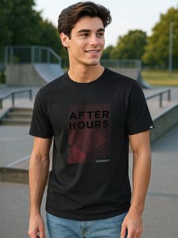 Bewakoof - Party Animal by Bewakoof Men's Black After Hours Graphic Printed T-shirt