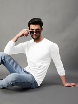 RIGO - Men White Jersey Solid Regular Fit T-Shirt