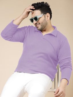 RIGO - Men Purple Cotton Blend Solid Regular Fit Polo T-Shirt
