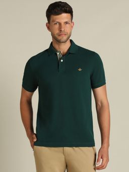 Dockers - Men Solid Green Polo Neck Classic Fit T-Shirt