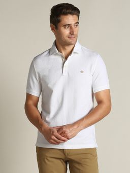 Dockers - Men White Polo Neck Classic Fit T-Shirt